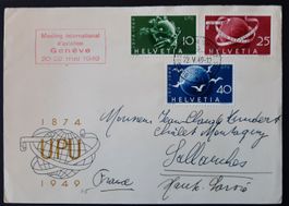 4-30-2 Timbres Helvetia oblitérés sur enveloppe. UPU 1949