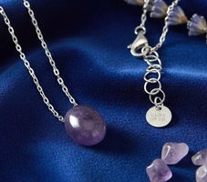 Eleganter Silber 925 Collier mit  Natur-Amethyst - Neu