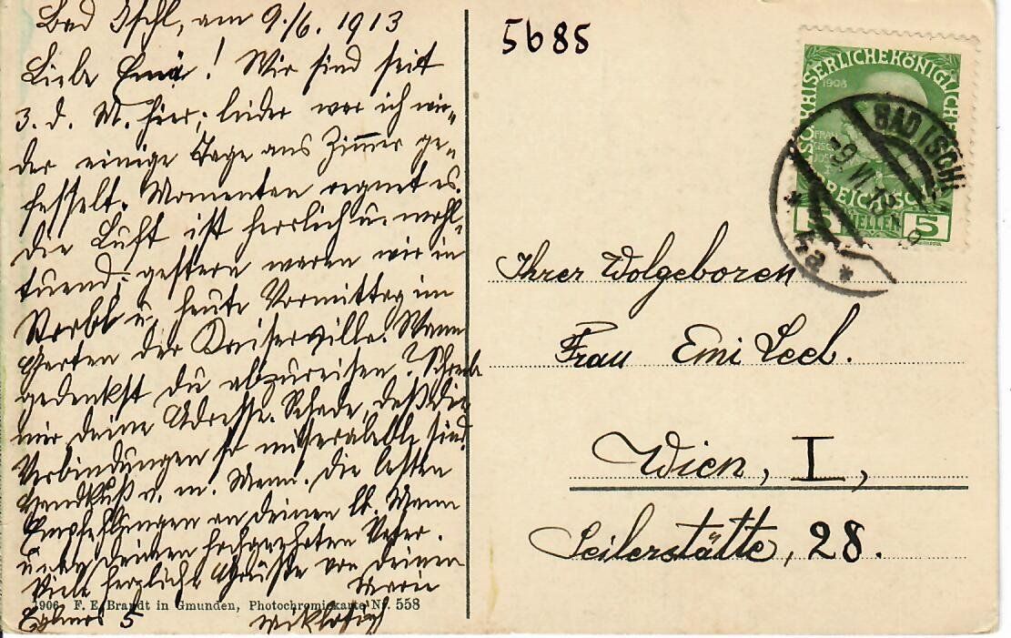 Cartes postales: Bad Ischl gegen Dachstein 1913 – D'occasion à Hochdorf par Ziegel-16 1