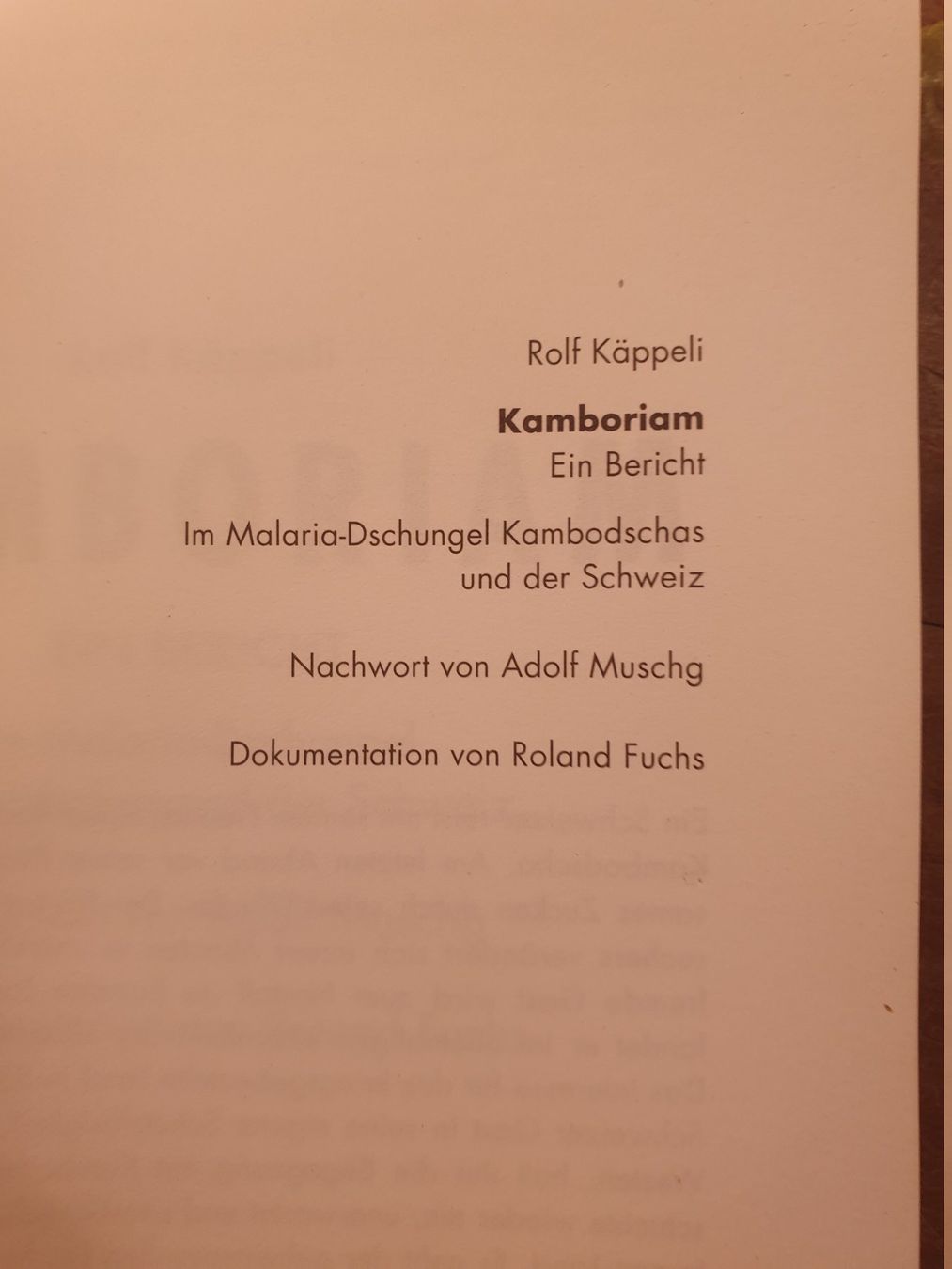 Libri: Kamboriam - Rolf Käppeli – Usato da Zürich venduto da loosebone 1