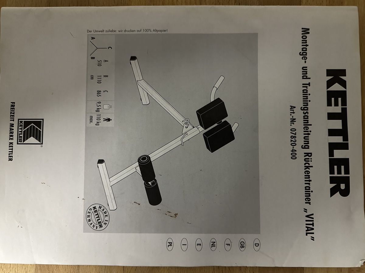 Kettler Hometrainer: Rückentrainer Kettler – Usato da Gundetswil venduto da petriheilremimartin