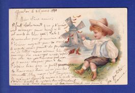 ENFANT - Jeune garçon et moulin - 1900