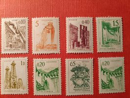8 Briefmarken Jugoslawien, von 1966 Technik und Architektur