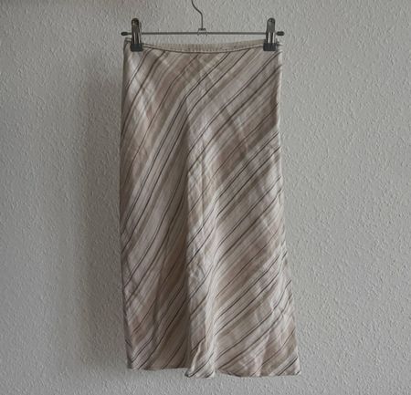 Linen cotton Striped Midi Skirt
