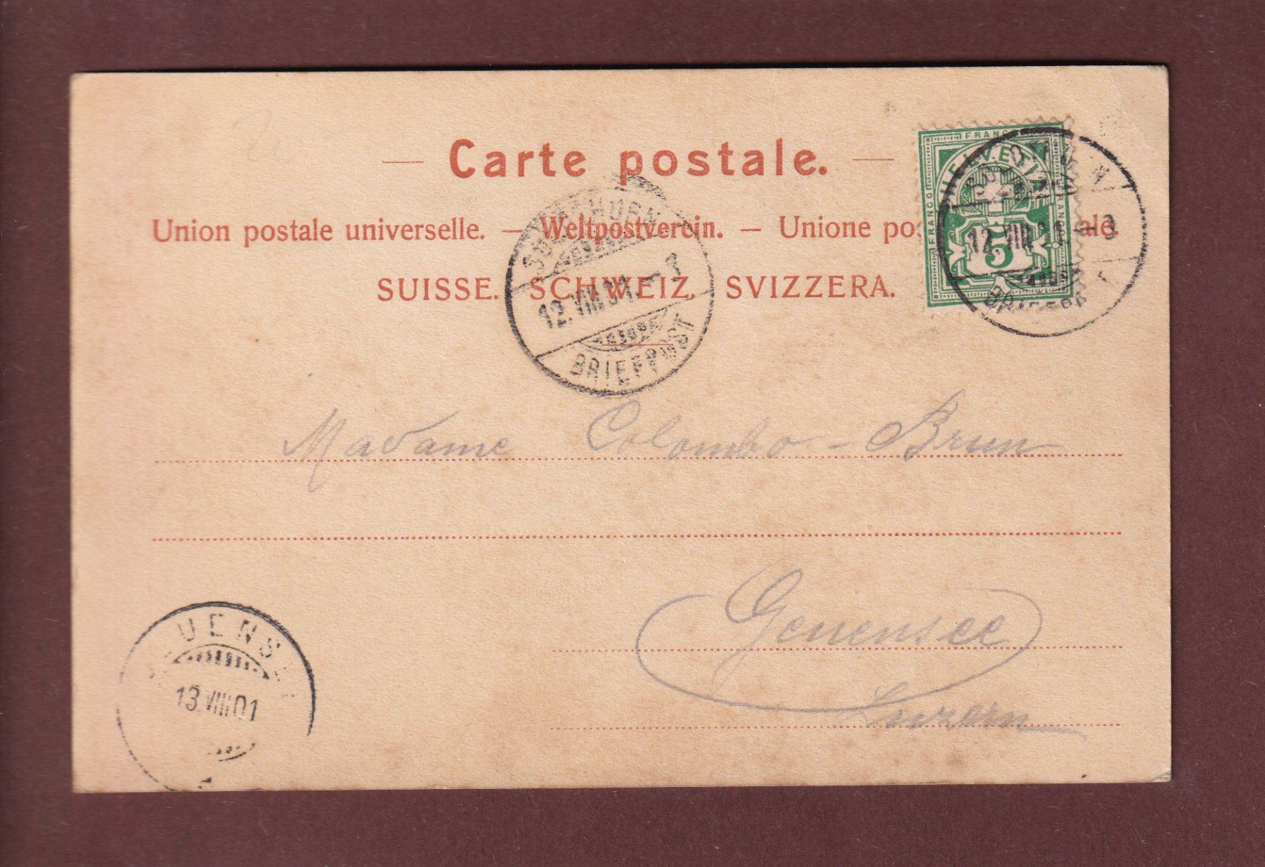 Cartoline postali: SOLOTHURN - 1901 – Usato da Pully venduto da nicecards 1
