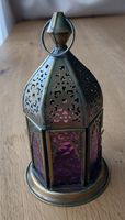 Orientalische Laterne Metall lila Glas 16 cm gebraucht