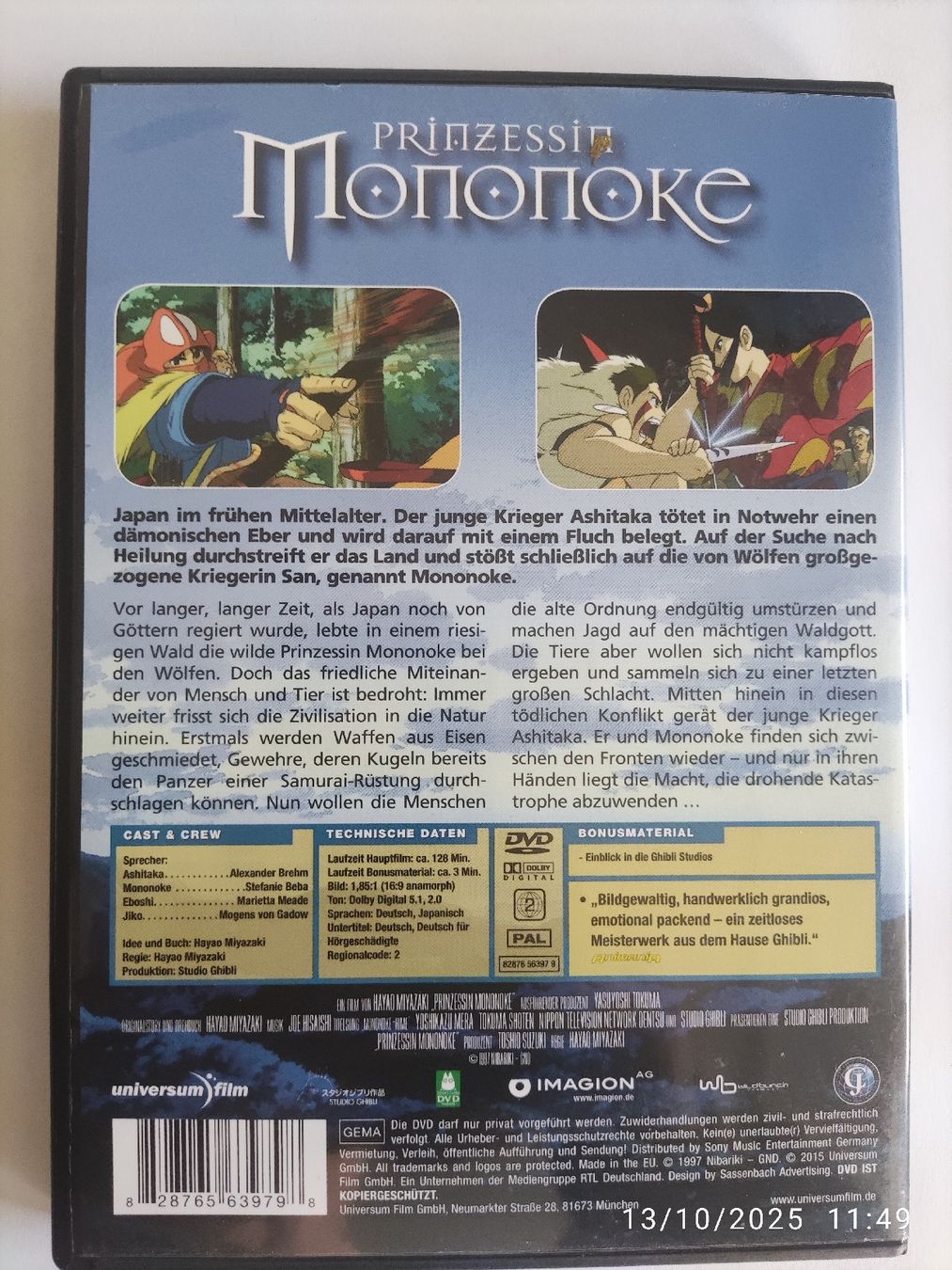 Alle DVDs: Prinzessin Mononoke – Gebraucht aus Basel von Alacant 1