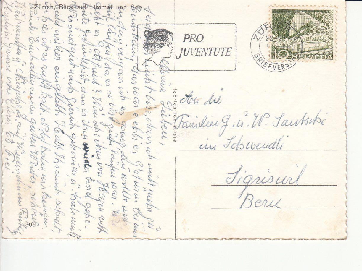 Cartoline postali: Zürich 1950 – Usato da Bürglen TG venduto da StampGraf 1