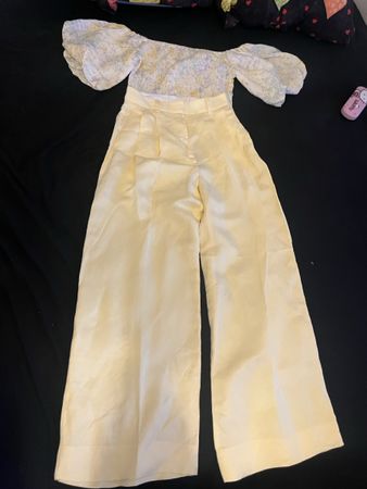 Damen Hose und Oberteil Set, hellgelb neuwertig
