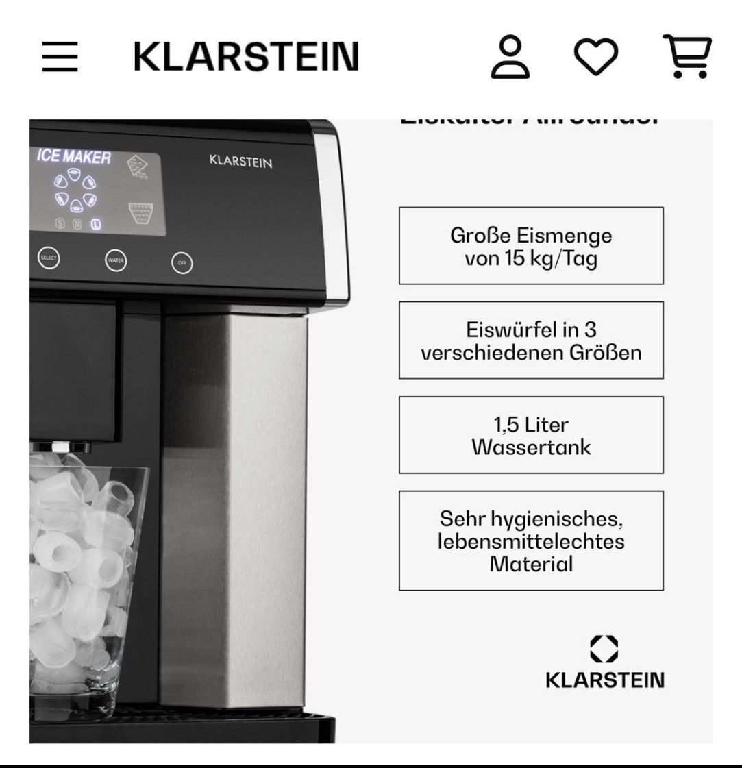 Küchengeräte: Klarstein Eiswürfelmaschine – Gebraucht aus Rüdtligen von Blibxsung 1