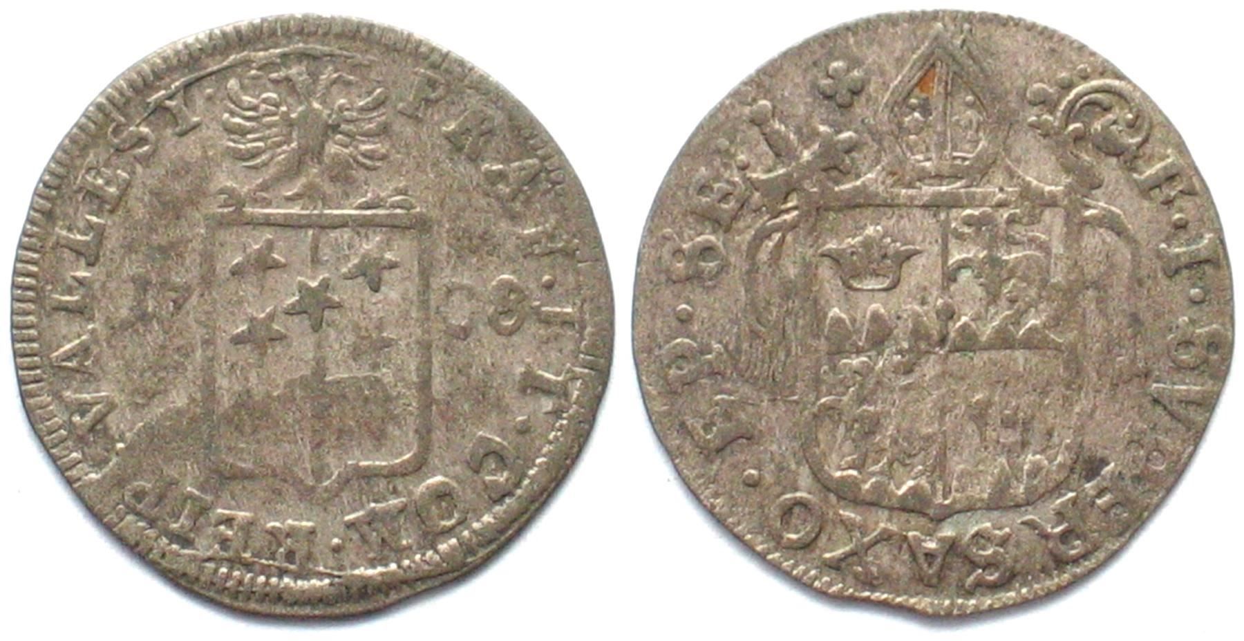 Alle Münzen: Bistum SITTEN Batzen 1708 Billon vz! – Gebraucht aus Riehen von sesambestcoins2004