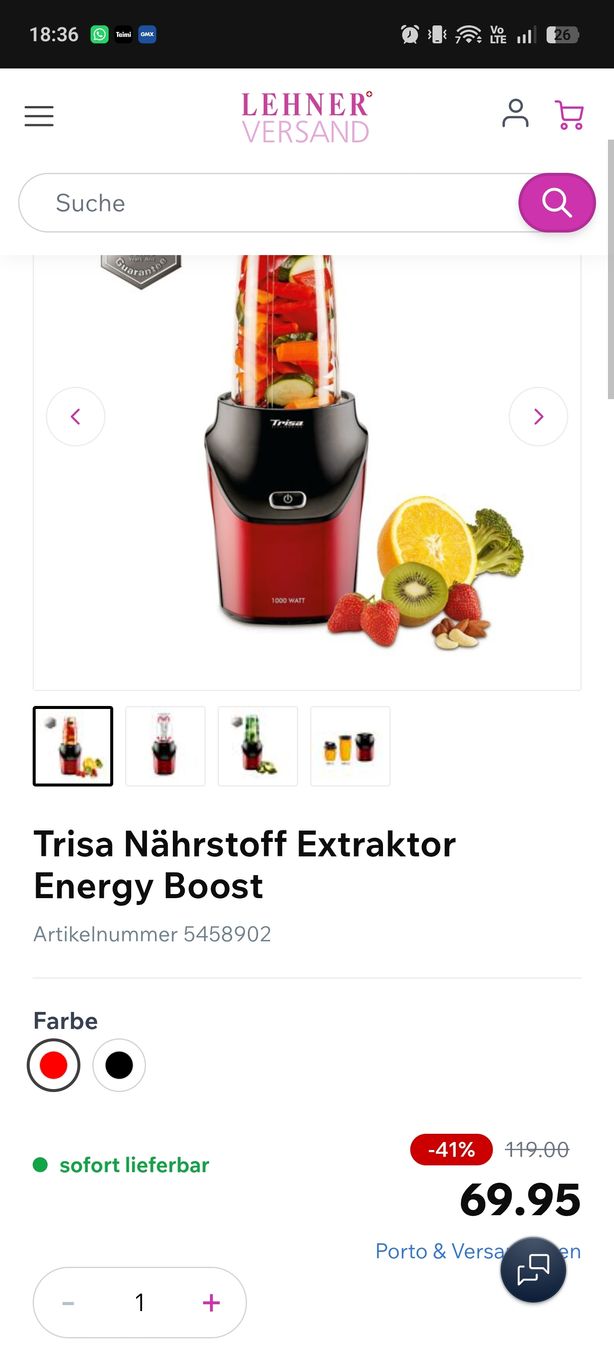 Trisa Elettrodomestici da cucina: Trisa Nährstoff Extraktor Energy Boost - Smoothies – Nuovo (secondo la descrizione) da Wil SG venduto da YunaMei