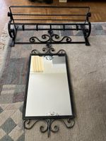 Schöne Wandgarderobe mit Spiegel, Schwarz Metall Design