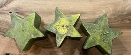3er Set grüne Stern Kerzen, festlich, Advent, Weihnachten