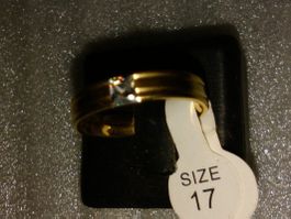 RING EDELSTHAL,VERGOLDET,,,MIT WEISS KRISTALL