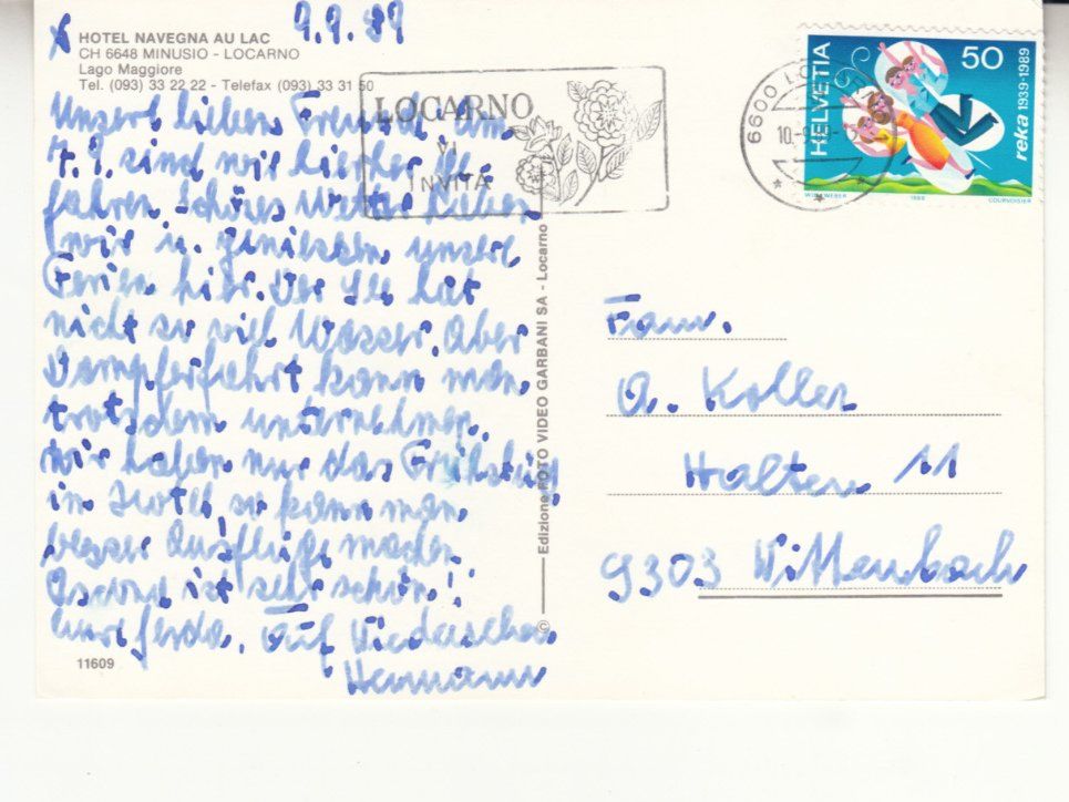 Cartoline postali: Minusio Navegna au Lac 1989 – Usato da Bürglen TG venduto da StampGraf 1