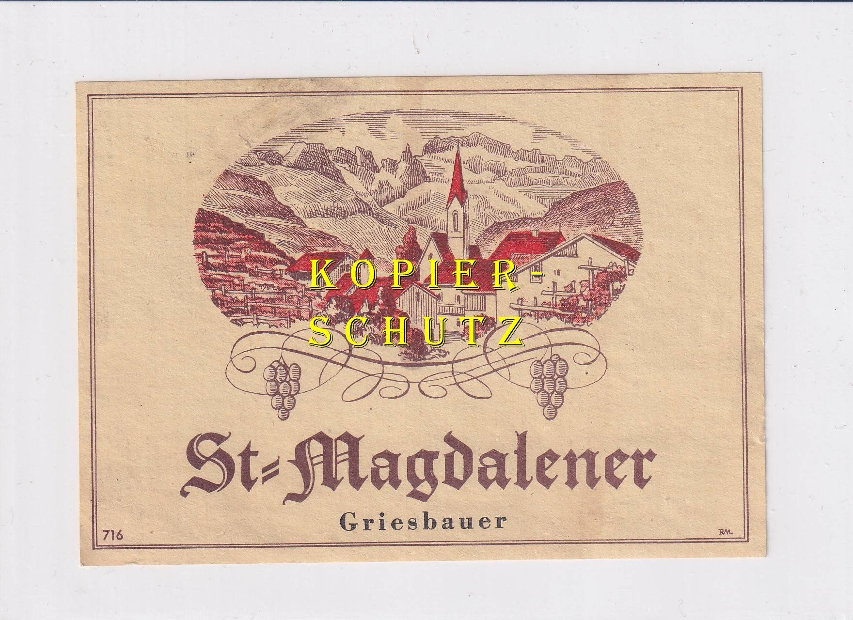 Papiere: Etikette - St-Magdalener (Griesbauer) /bd – Gebraucht aus Hombrechtikon von Rudolf07