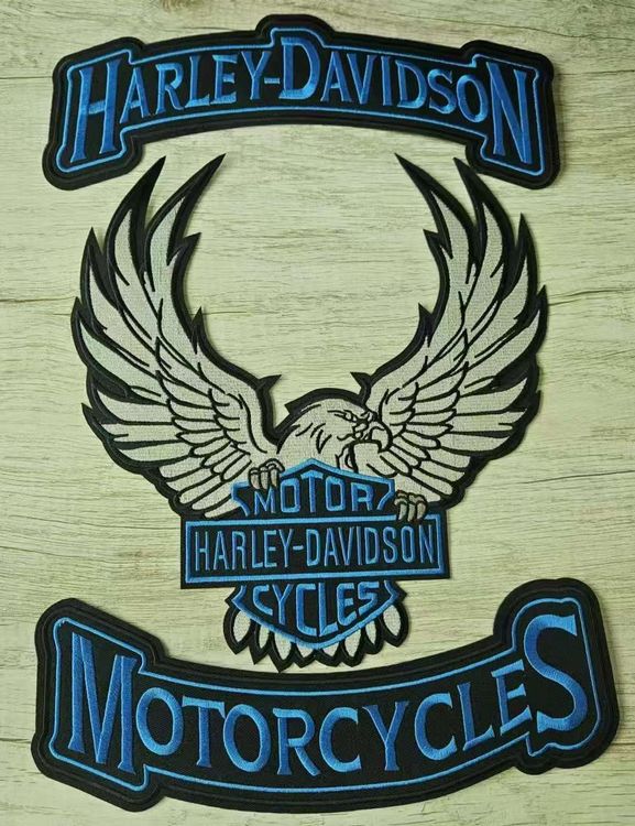 Harley-Davidson Toppe: 3 Patchs brodés Harley-Davidson Aigle J125 – Nuovo e nell'imballaggio originale da Allens venduto da MADE.IN.ROCK.N.ROLL 2