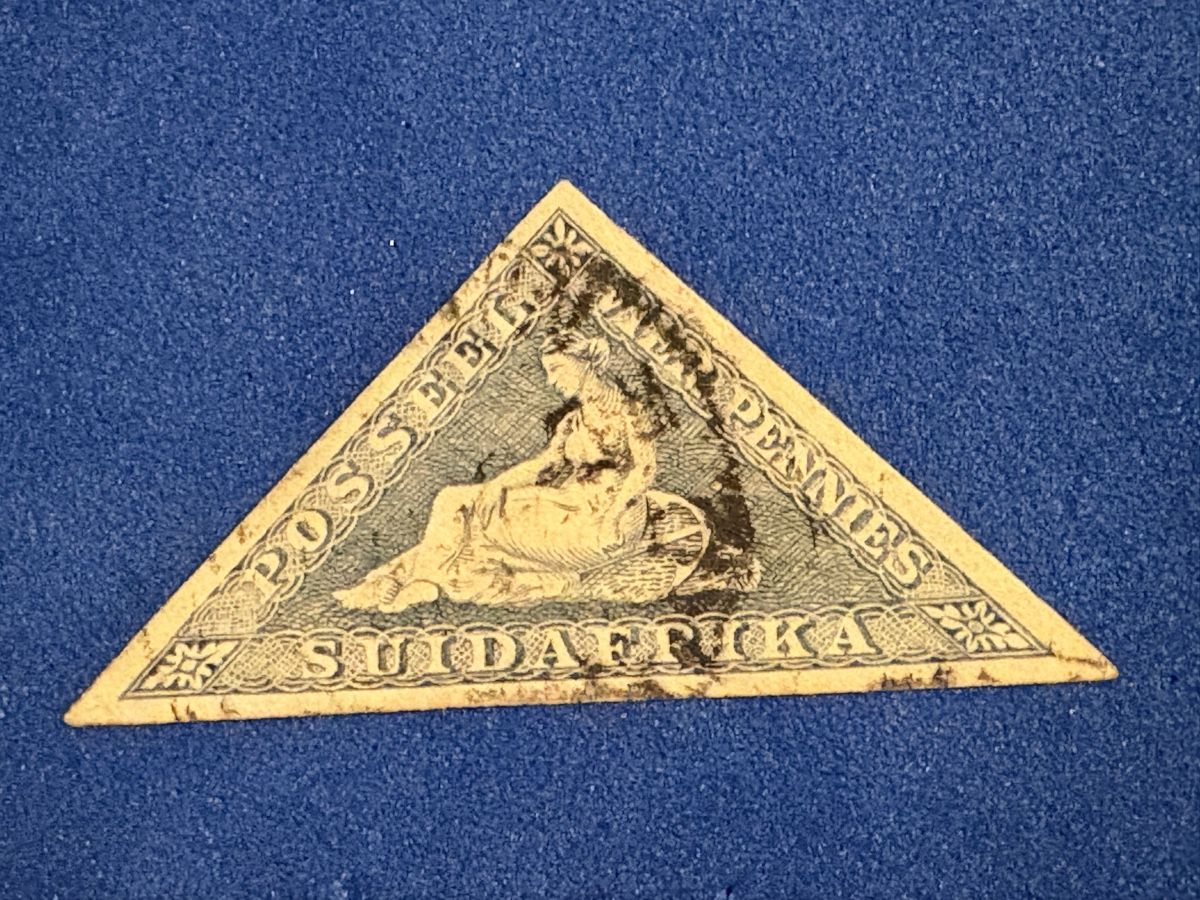 Alle Briefmarken: Timbre triangle SUIDAFRIKA 1 PENNY utilisé état d'usage – Gebraucht aus Carouge GE von irma016