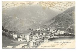 Klosters (GR) Prättigau - Dorfpartie - Kirche - Madrisahorn