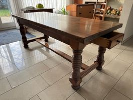 Antiker Holztisch mit Schublade, Esstisch, massiv