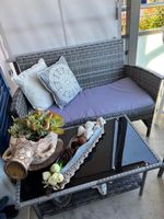 Gartenmöbel Set Rattanoptik grau mit Polster guter Zustand
