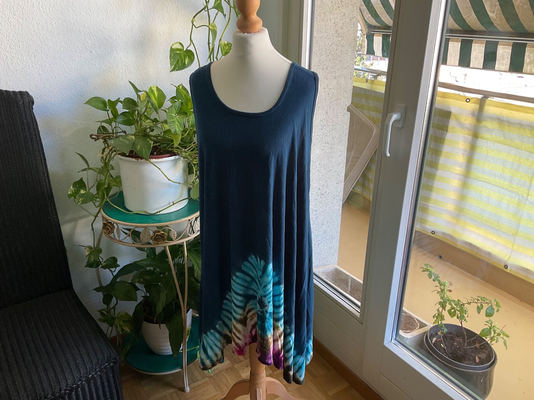 Vestiti: Robe d'été tie-dye batik bleu turquoise - Taille Unique - – Usato da Genève venduto da Mazelyne 2