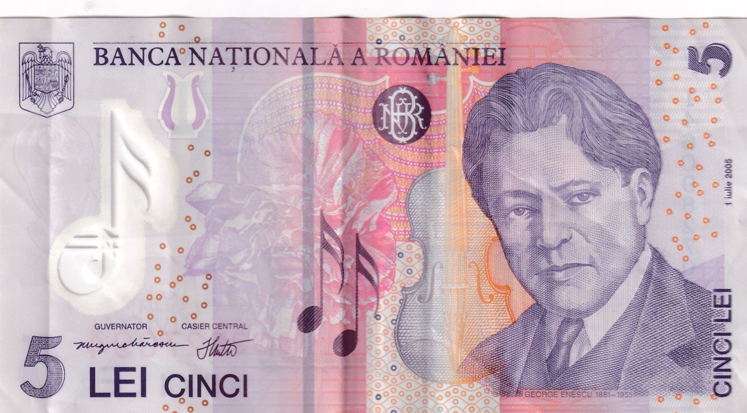 Banconote: Rumänien 5 lei  Polymer-Banknote s-ss – Usato da Neuchâtel venduto da karlpierrino