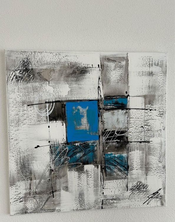 NANKAI Handgemaltes Ölgemälde – Abstraktes Schwarz-Grau Bild Auf Leinwand, 60x90 Cm, Für Wanddekoration
