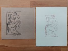 Original Tuschfederzeichnung (Exlibris) von Hans Erni