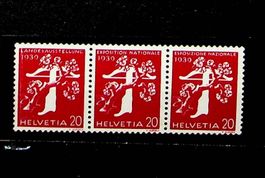 SUISSE BANDE DE 3 NEUVE** (Z27a) 1939. SBK 25.00.  /T364