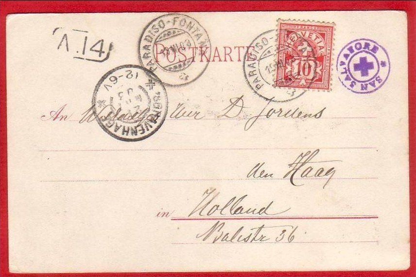 Cartoline postali: LUGANO MONTE SAN SALVATORE, LITHO 1903 – Usato da Grüningen venduto da Kartenlaube 1