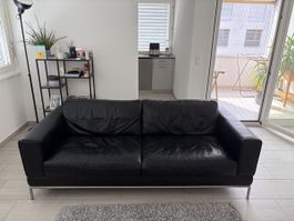 Schwarzes Ledersofa 3-Sitzer - modern & hochwertig 