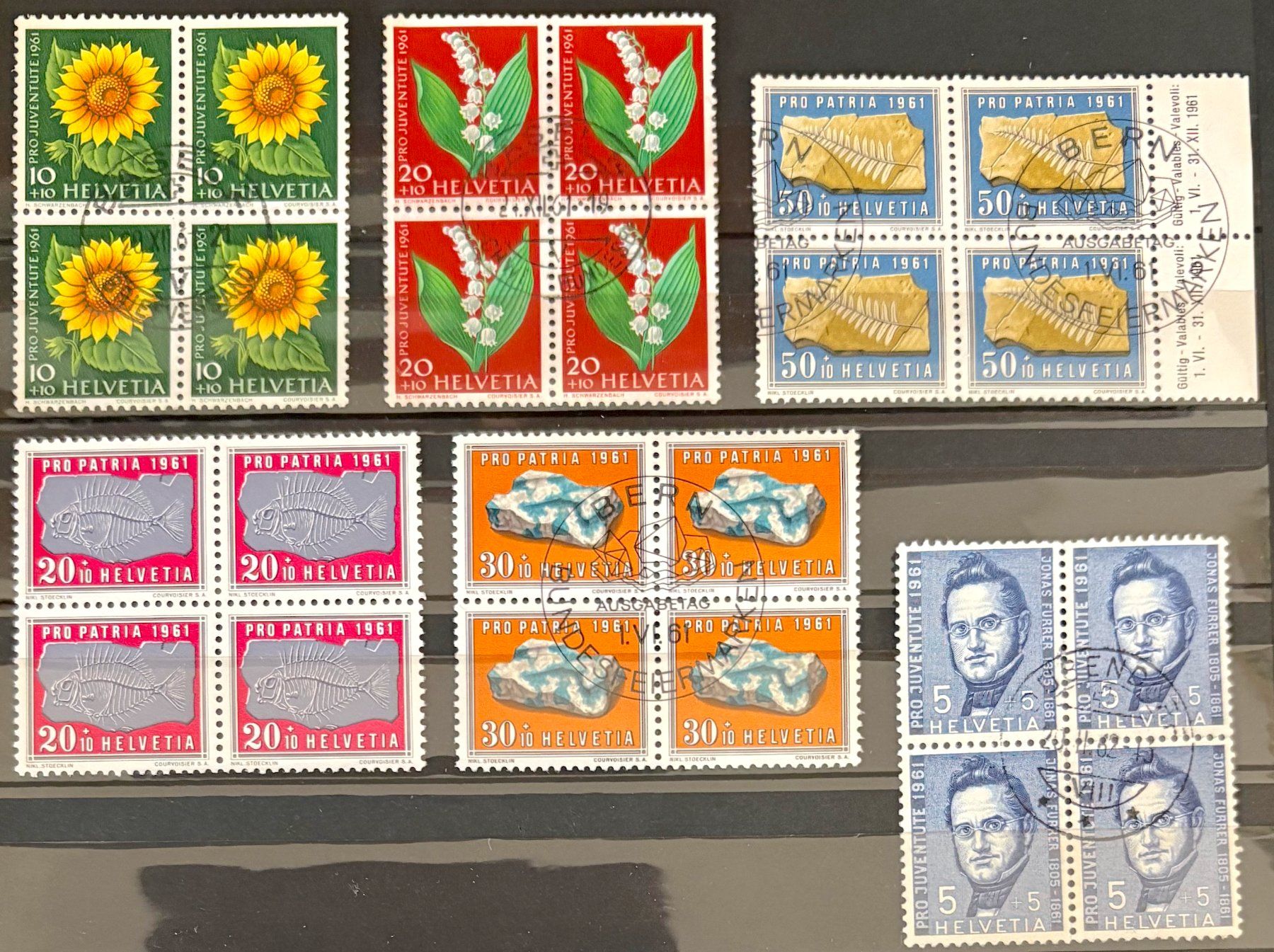 Tutti i francobolli: Timbres suisses 1961 Fleurs Cristaux – Usato da Lausanne venduto da Cabessa 1