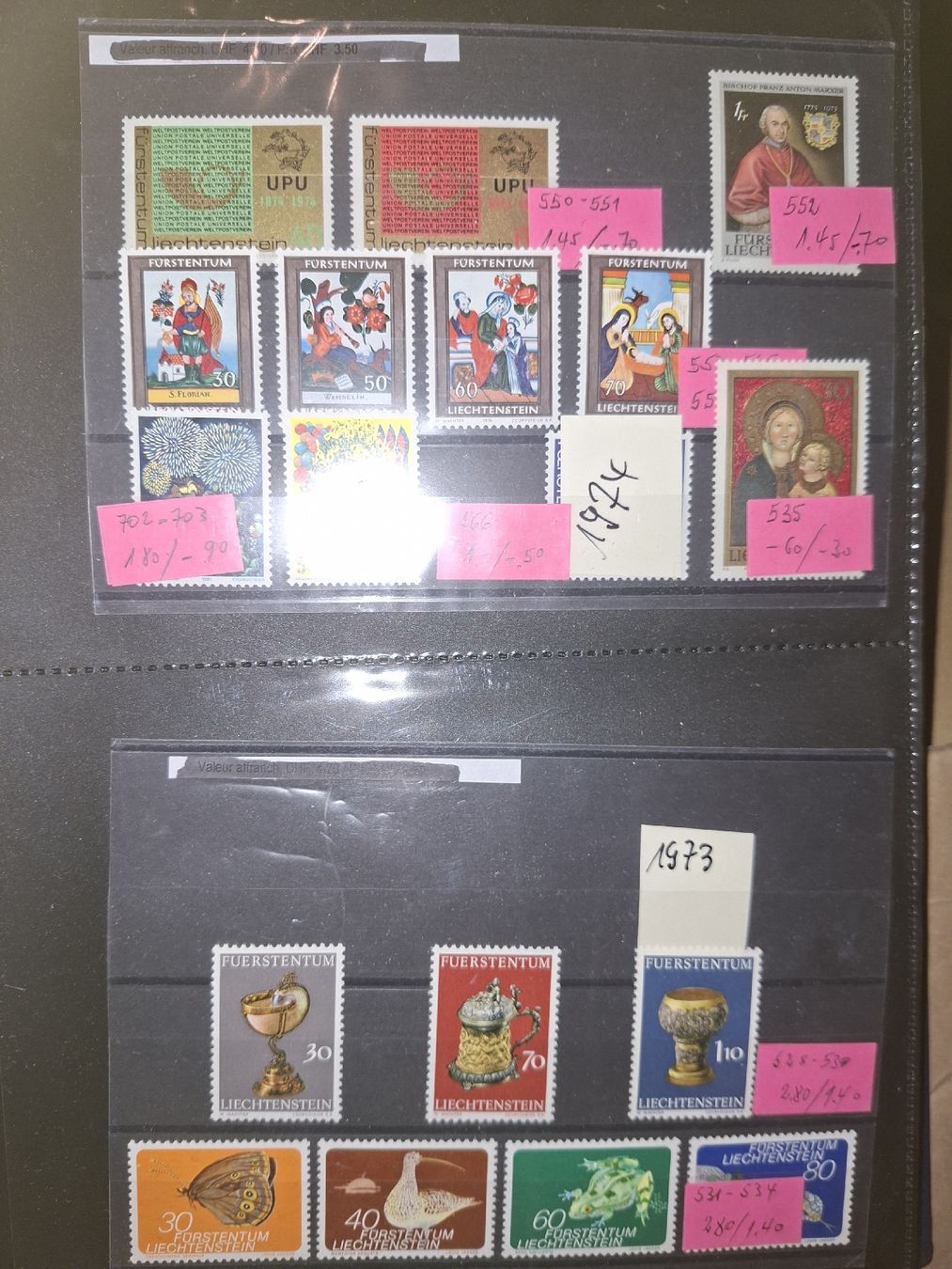 Tutti i francobolli: Briefmarkensammlung Liechtenstein Div. Marken / Briefe  – Usato da Balgach venduto da SIMEON27 8