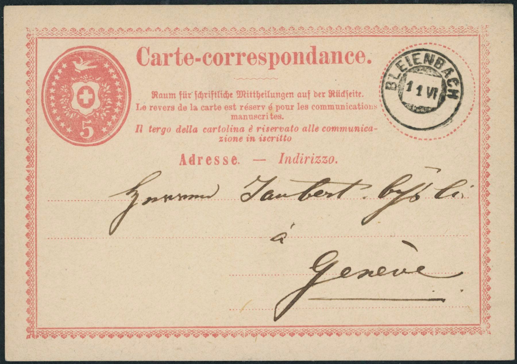 Tutti i francobolli: BE Bleienbach - Zwergstempel - Karte – Usato da Schindellegi venduto da leecollect