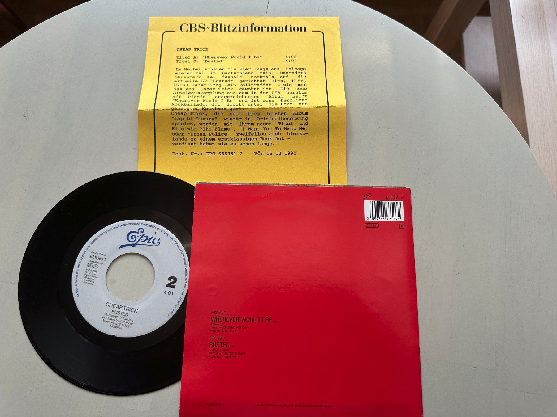 Dischi in vinile: CHEAP TRICK tolle Single Wherever would Kult 80's Infosheet – Usato da Basel venduto da Partridge 1
