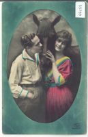 Liebespaar - Couple mit Pferd - coloriert