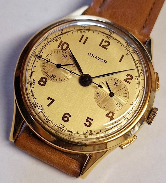Orator Chronograph Vintage Herrenuhr Gold 37mm Handaufzug... (Gebraucht ...