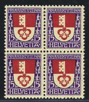 Pro Juventute 1919 4er-Block ⊞ postfr. ** Nr. J14 Kat. 120.-