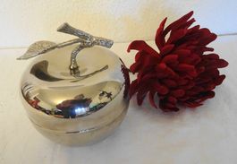 Deko Apfel Dose, Metall versilbert, Vintage