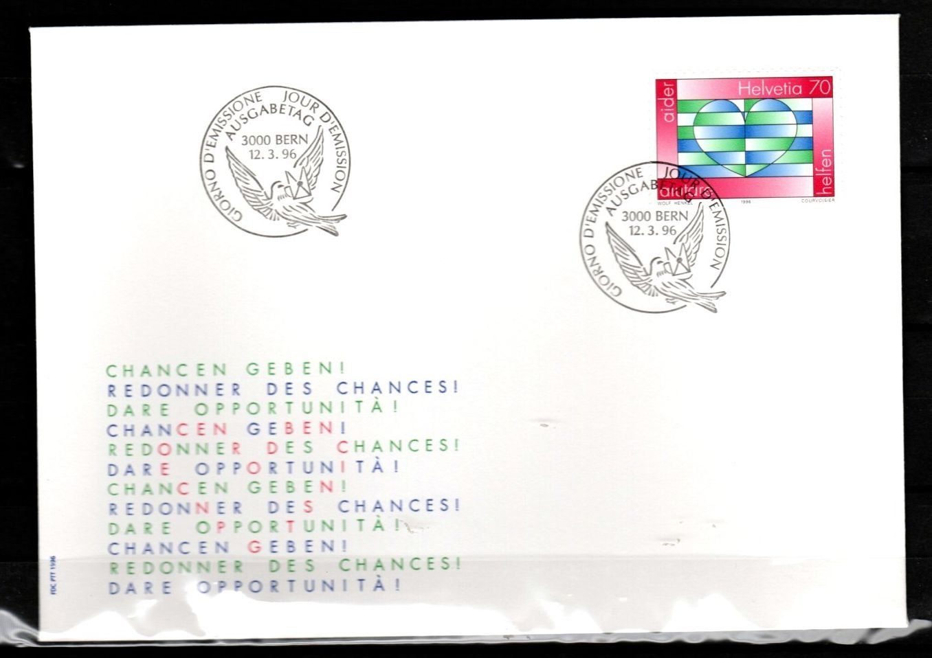 Tutti i francobolli: 1996 - FDC / Werbemarken / Helfen – Usato da Schaffhausen venduto da poststamp