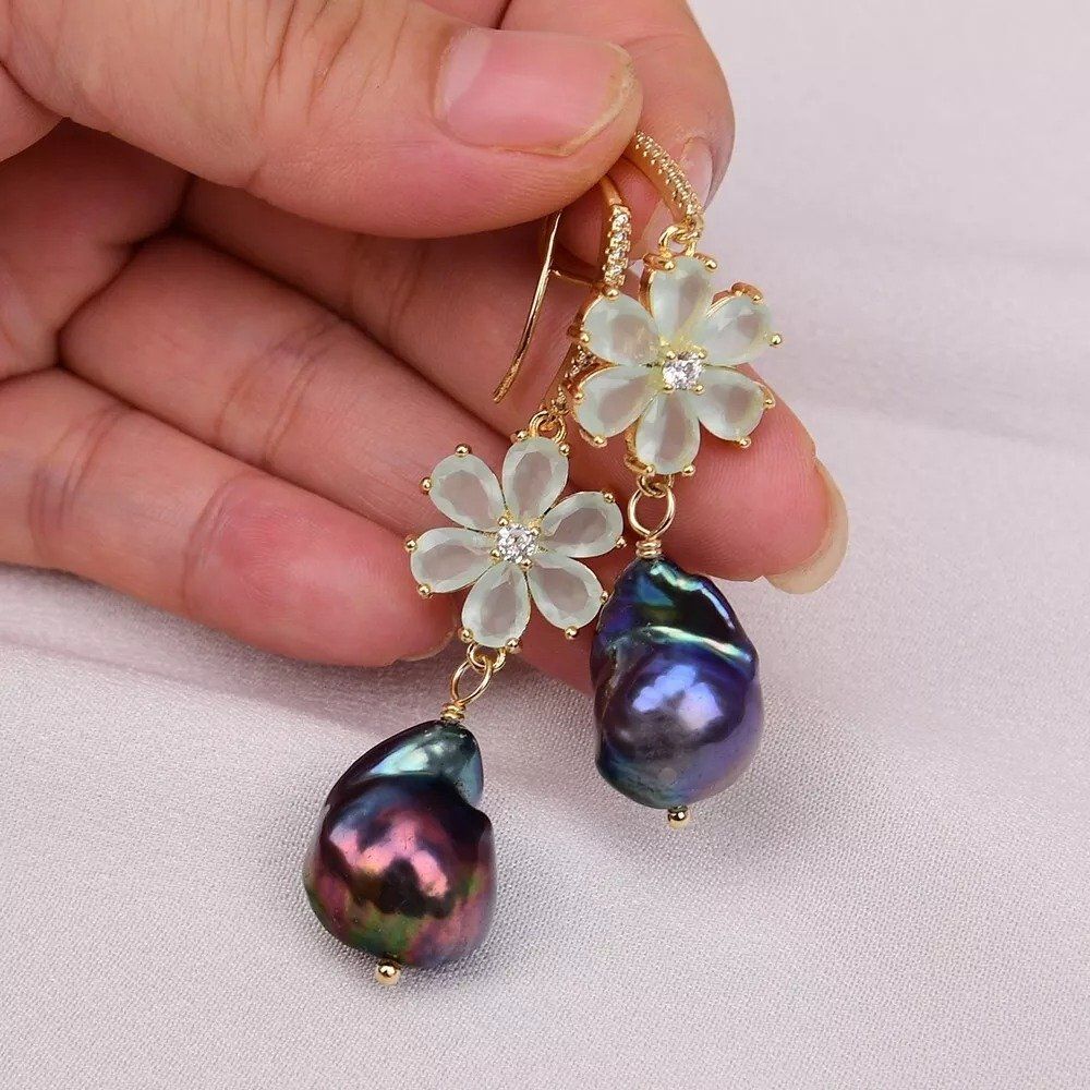 Orecchini pendenti & Orecchini a lobo: Lua Schwarz Perlen Ohrhänger Echt Boucles Chandelier Perle – Nuovo (secondo la descrizione) da Prilly venduto da ilyria73 3