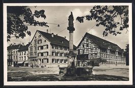 Winterthur, Strassenpartie mit Brunnen