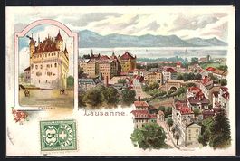 Litho Lausanne, Totalansicht, Château