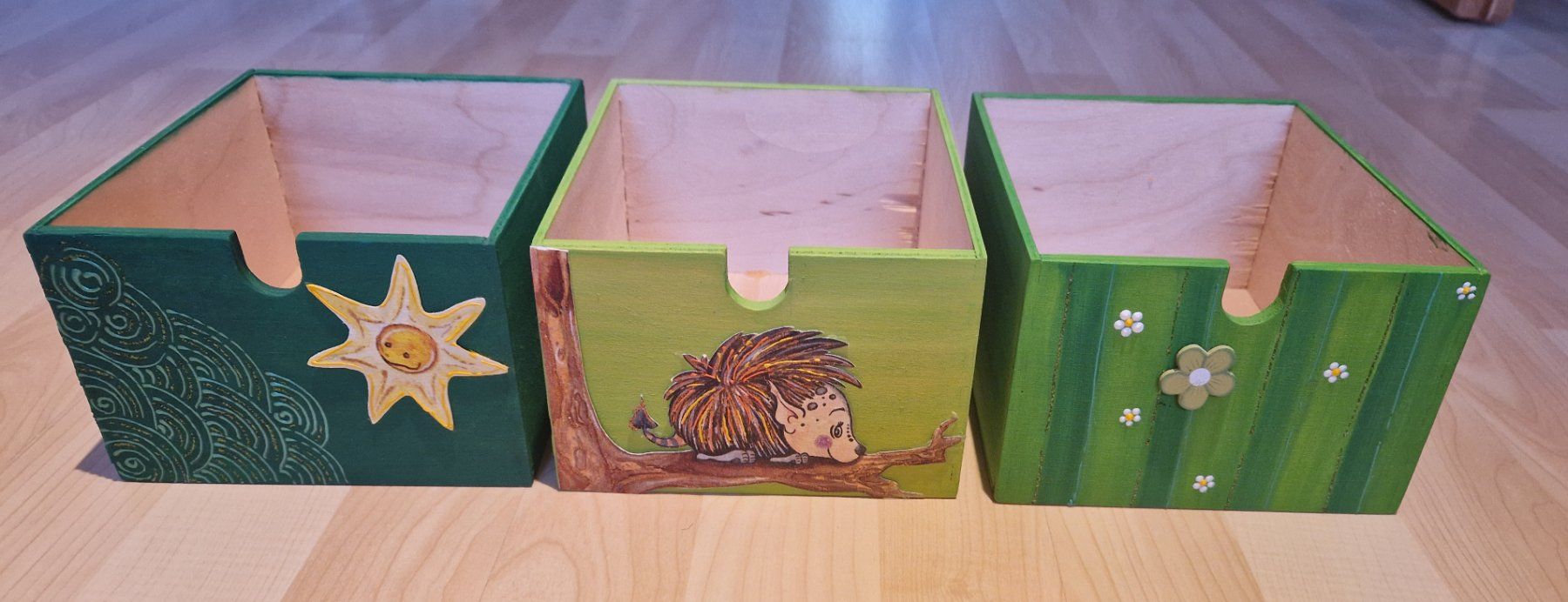 Casse di trasporto: 3 Holzboxen mit Motiven – Usato da Trin - Mulin venduto da Mss3