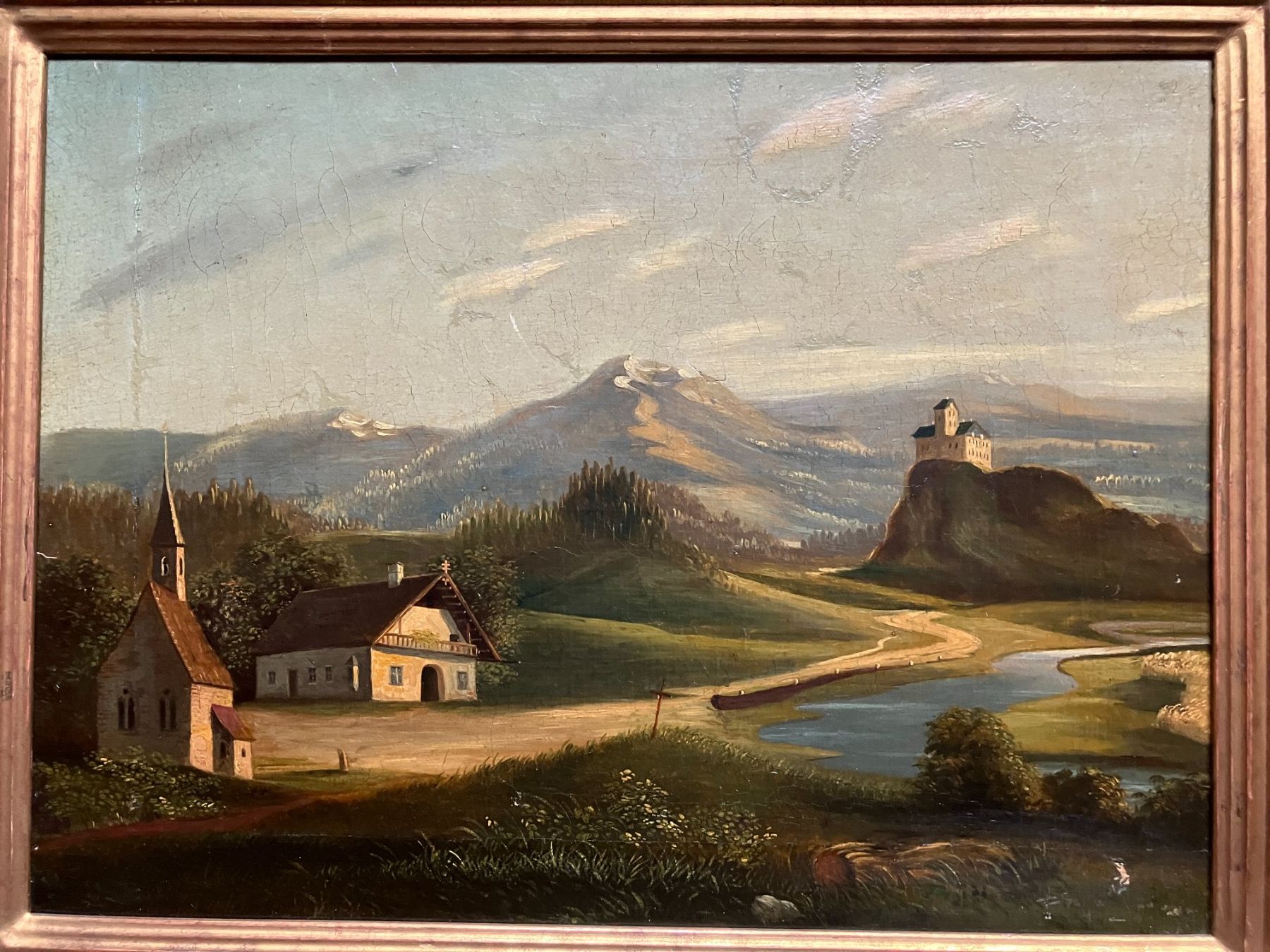 Gemälde: Landschaft mit Burg und Kapelle – Gebraucht aus Männedorf von Amleto3 1