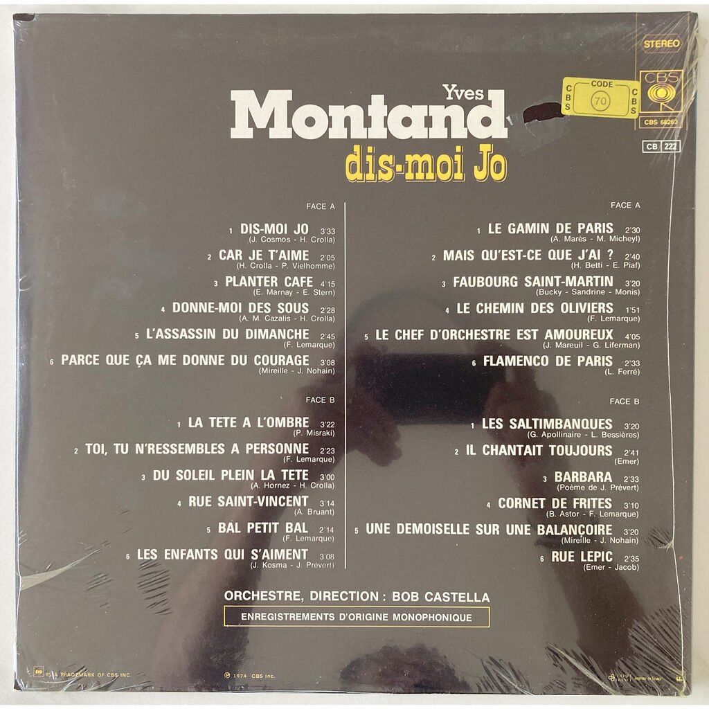 Dischi in vinile: YVES MONTAND - DIS-MOI JO – Nuovo e nell'imballaggio originale da Bottens venduto da hotter-than-hell 1