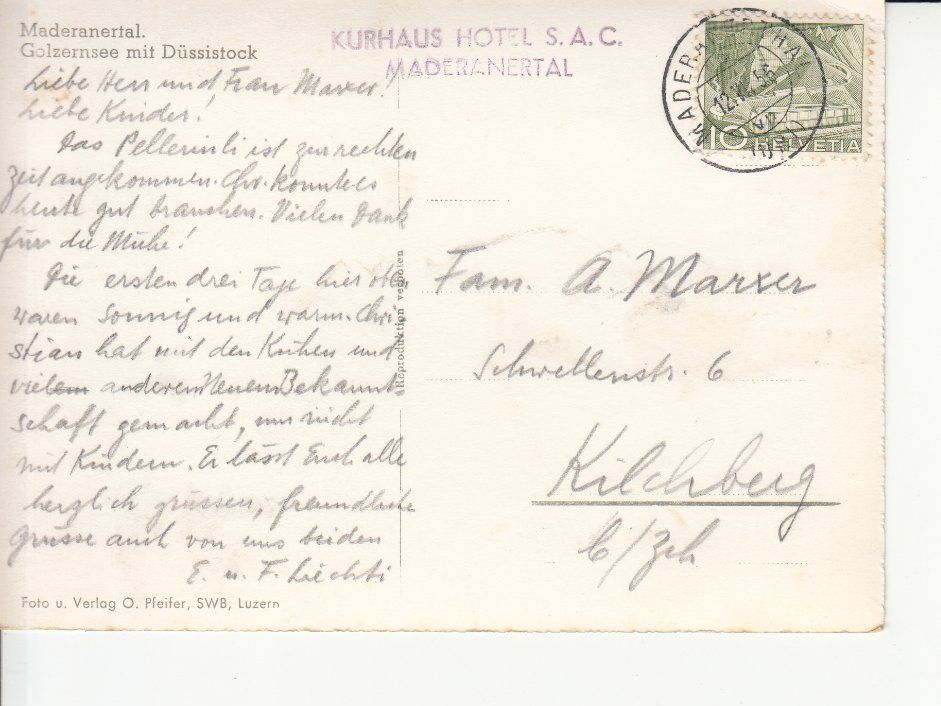 Cartoline postali: Golzernsee 1956 – Usato da Bürglen TG venduto da StampGraf 1