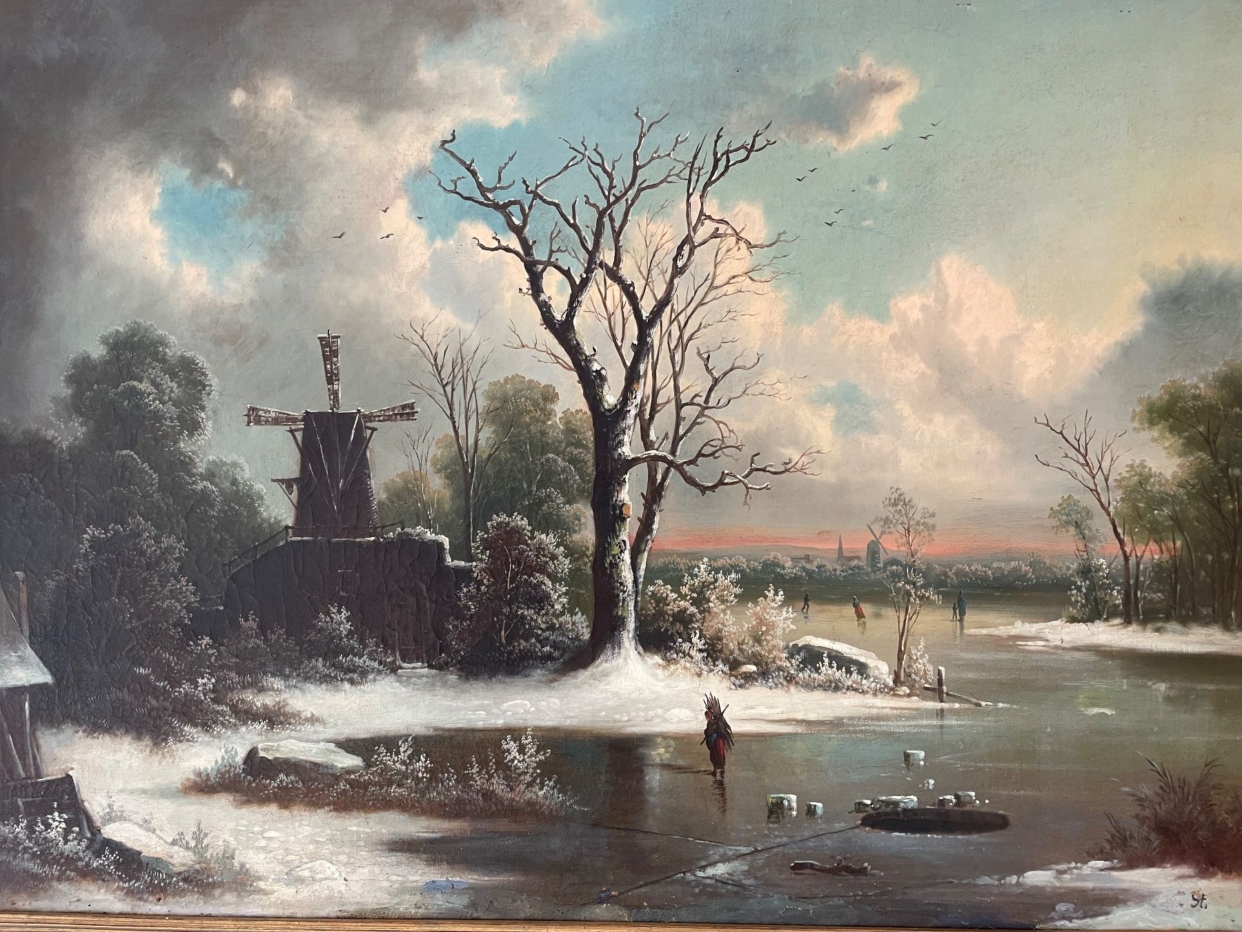 Dipinti: Wunderschönes, grosses Oelgemälde - Winterlandschaft Holland – Usato da Fidaz venduto da KunstsammlerGR60 2
